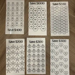 A6 Laminated Savings Challenge Trackers for Financial Goals - 'Vacation Fund', 'Emergency Fund', 'Home Down Payment'