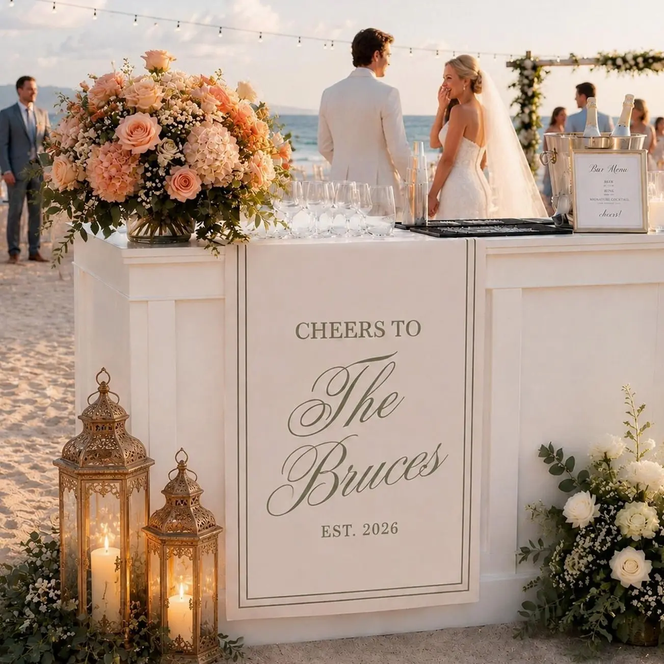 Handmade Wedding Welcome Sign, Fabric Bar Menu Banner, Linen Cotton Signs, Ceremony Gift