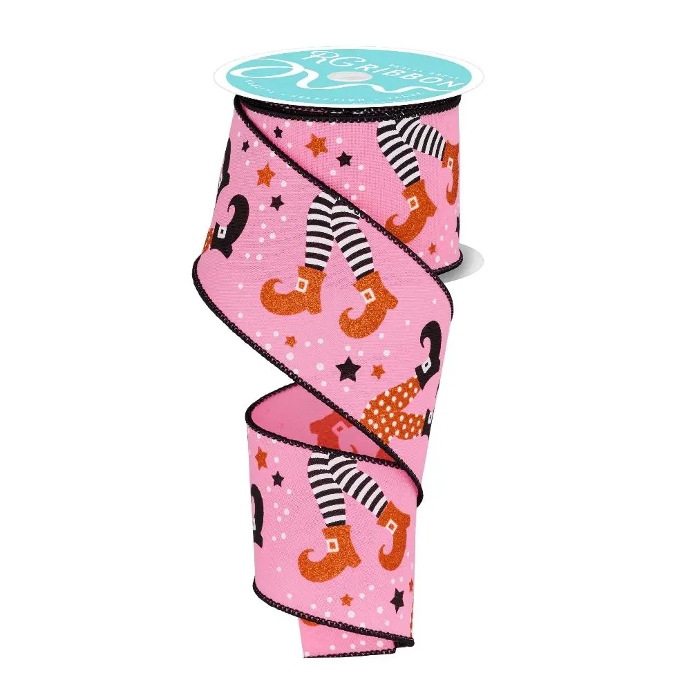 Pink Witch Legs Ribbon, 2.5" X 10YD