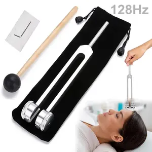 128 Hz Healing Tuning Fork with Silicone Hammer – Sound Therapy Instrument
