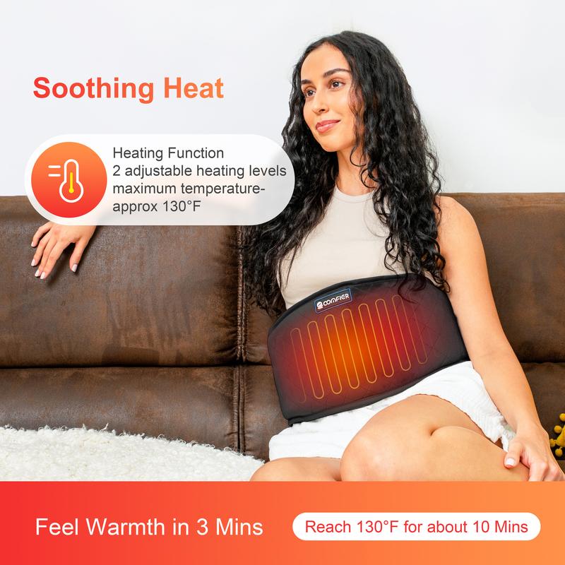 COMFIER Back Massager Heating Pad with Vibrating Massage 3 Modes 2 Intensities 2 Heat Levels for Home Office Relaxation Aid US Plug Gift for Mom Dad