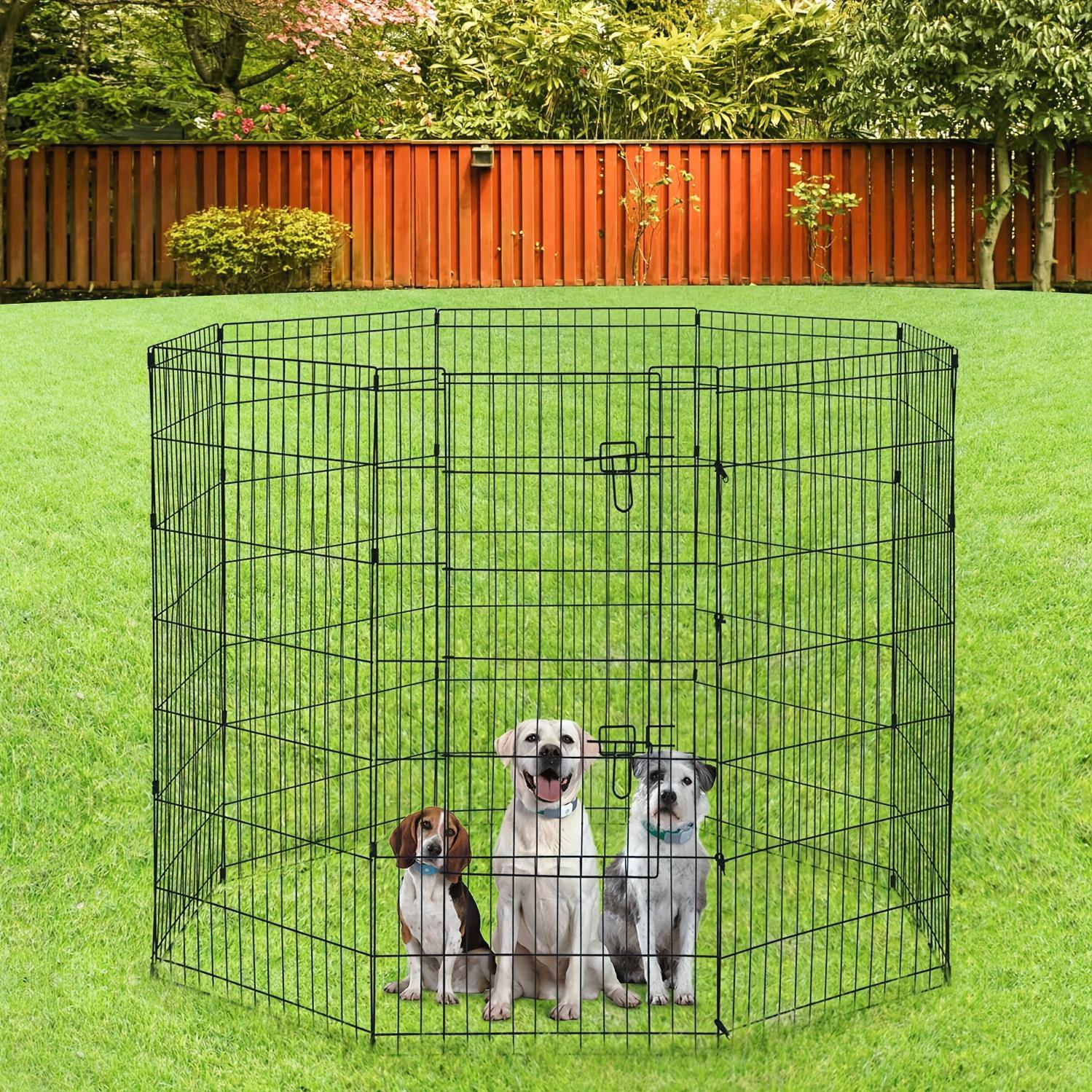 24/30/36/42/48 (H) Inches Pet Playpens for Dogs, Foldable Metal Wire Pet Fence Barrier, Indoor Outdoor Dog Gate for Large, Medium And Small Pets