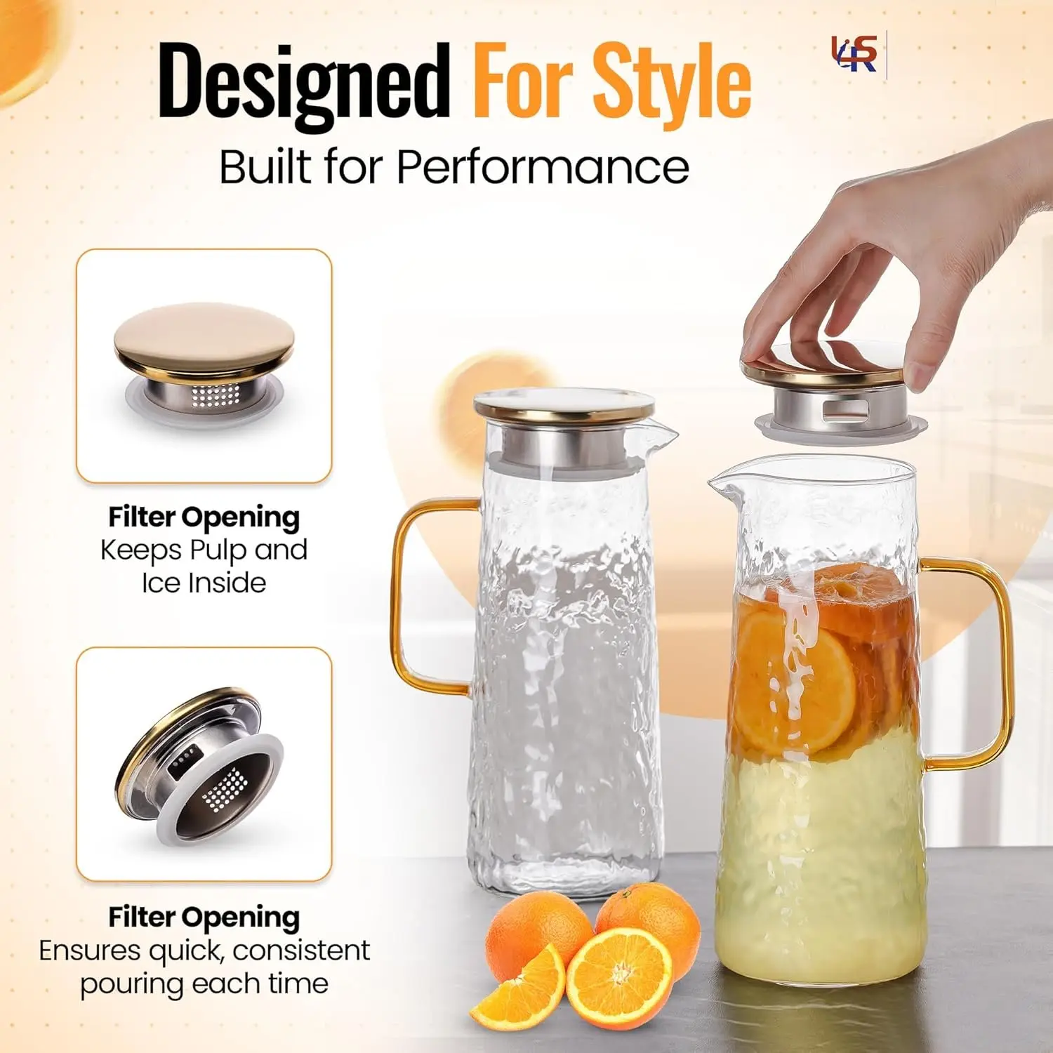 2.2 liter glass water bottle 2 L / 64 ozitre Water Bottle Glass with Straw main image 1