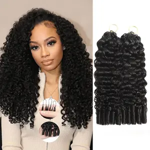 New 2026 Ramiss Burmese Curly Crochet Human Hair Pre-Separated 50g/Pack Time-Saving, 40 Strands/Pack Mircale Knots Hot braids,4-5 Packs for Full Head Protective Styles Light Weight No Tension Reusable Feather Crochet Extension