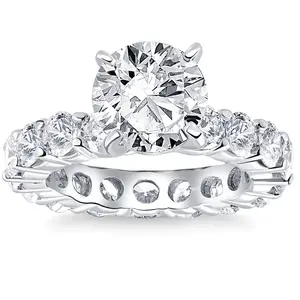 5 1/2Ct TW Round Cut Diamond Eternity Engagement Ring 14k White Gold Lab Grown