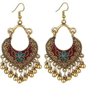 Vintage Boho Statement Drop Dangle Earrings for Women Bohemian Ethnic Handmade Beaded Charms Earring Bohemian Retro Chandelier Tassel Earrings Mexico Gypsy Jewelry Gift