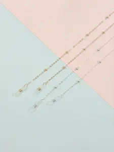 Fashion Trendy Hip-Hop Elegant Eyeg Chain, Vintage Beaded Eyeglasses Chain, Golden Color & Silver Color Chains, Adjustable Anti-Slip Strap