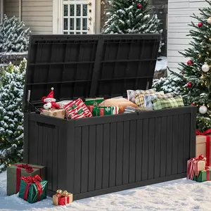 DWVO 180 Gallon Large Outdoor Storage XL Deck Box w/Divider for Patio Furniture,Outdoor Cushions, Garden Tools, Sports Equipment and Pool Supplies, Waterproof, Resin, Lockable, Black