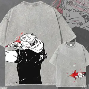 Ryomen Sukuna Fuga Graphic Tee: Vintage Wash Oversized Anime Streetwear Shirt