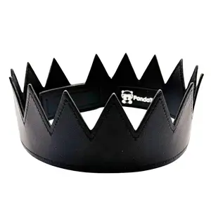 PandaTak Black Leather Party Crown for Men & Women Unisex Classic Design