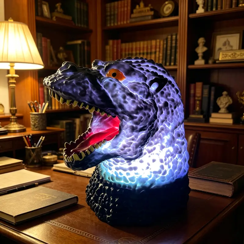 Godzilla LED Night Light - 7 Colour Changing, Touch Sensor, Flicker-Free Light, Soft Night Glow, USB Power Anywhere, Fun Desk Decor, Unique Birthday Holiday Gift for Home/Office Nightstand Ambient Lighting