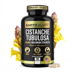 Earth Elixir Cistanche Tubulosa 400 mg (180 Capsules) 3 Months Supply – Made in USA - 3rd Party Tested - Cistanche Supplement - Zero Fillers - Max Purity - Nootropics - 100% Pure Cistanche Herb