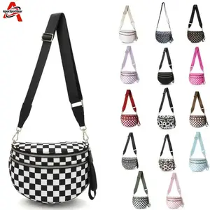 2026 NEW Women’s Checkered Nylon Crossbody Bum Bag – Adjustable Strap, Waterproof, Spacious Fanny Pack for Daily Errands & Holiday Travel | TikTokShopHaul
