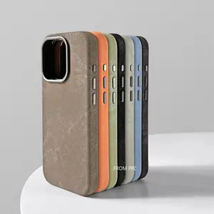 Flannel Magnetic Phone Case for iPhone 17 Pro Max 15 16 Matte Wireless Charging Magsafe Back Cover Microfiber Cloth Shell Fundas