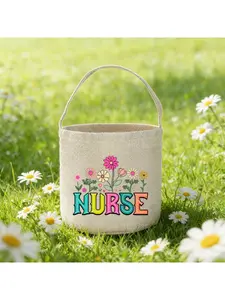 Retro Colorful Nurse Tote Bag, Nurse Gift Bag, Nurse Week Gift, Nurse Life Canvas Bucket Bag, Floral Rn Bag,thank You Nurse Gifts