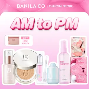 [NEW] BANILA CO Bounce Back AM to PM Kit | Full Makeup & Skincare Set | Serum Primer, Cushion Foundation, Lip Plumper, Highlighter & Travel Kit for Glowy Long-Wear Skin