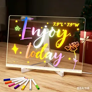 Conatu Acrylic Light-Up Drawing Board for Kids | Dry Erase Reusable Board with Stand, Markers & Accessories | Erasable Tracing Board for Learning, Ideal Birthday, Halloween & Christmas Gift