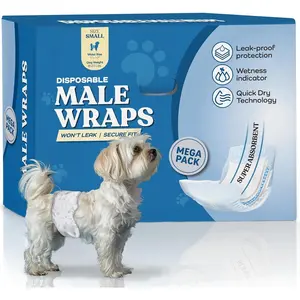 PURR LAB‌ Male Dog Diapers for Incontinence - Leakproof Belly Wraps with FlashDry Gel Technology & Wetness Indicator‌