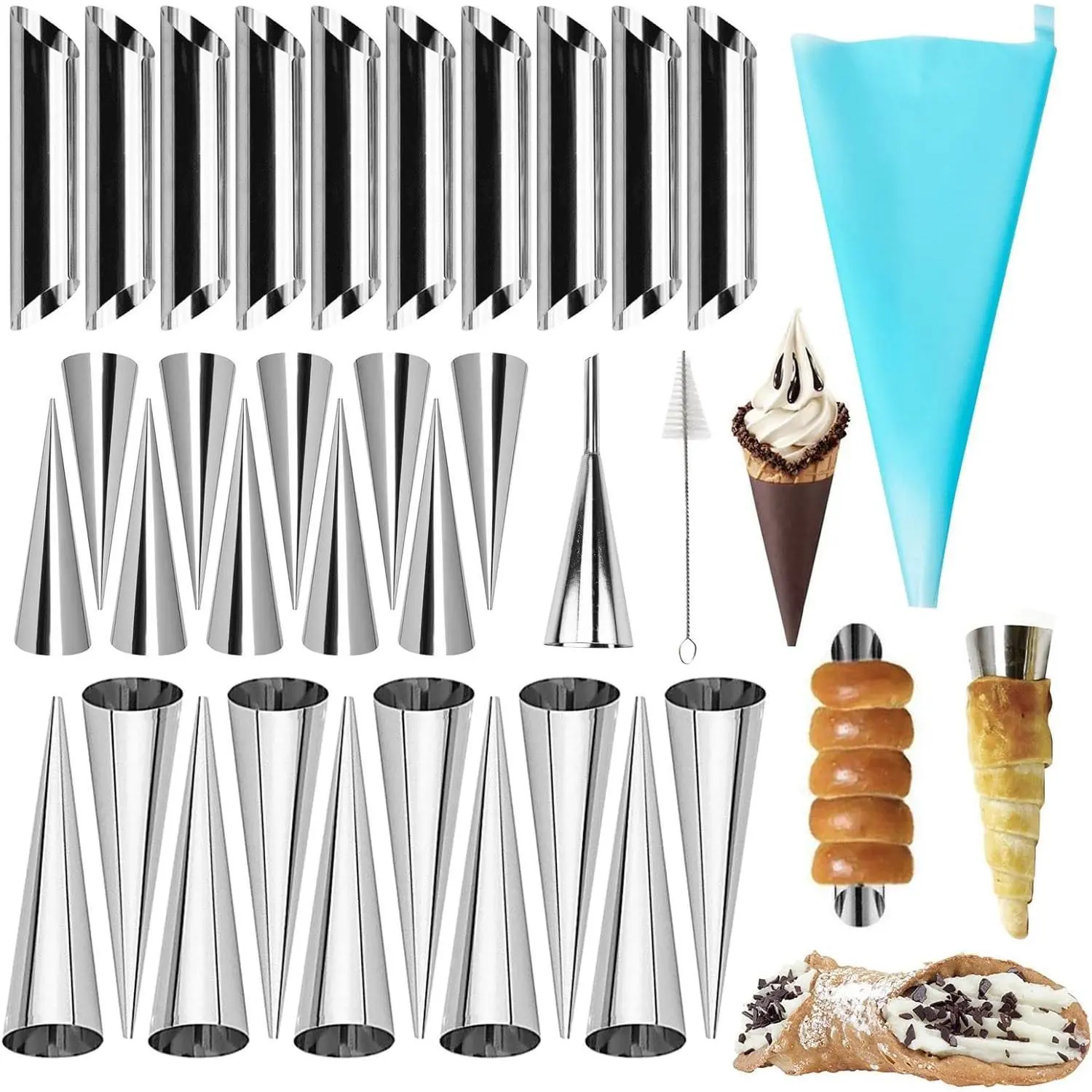 33-Pack Stainless Steel Cannoli Tubes Bakeware Set - Durable Oven-Safe Kitchen Molds, Easy-to-Clean Dishwasher-Safe Smooth-Finish DIY Pastry Tools for Lady Lock, Danish Pastry, Party Use, DIY Cooking Supplies