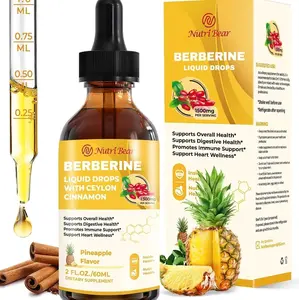 Berberine Supplement with Ceylon Cinnamon, Berberine HCL Liquid Drops with Turmeric, Bitter Melon, Quercetin, 10X Strength AMPK for Digestion System, Immune Health Support -Vegetarian, 2 fl oz