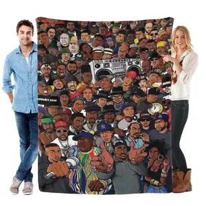 90s Hip Hop Blanket, Rap Culture Collage, Urban Music Blanket, Street Style Room Decor, Gift For Rap Fans