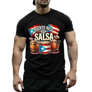 Puerto Rican Pride T-Shirt for Men Women, Boricua Salsa Music Lover Graphic Tee, Latino Casual Top with Puerto Rico Flag, Latin Night Outfit for Dance or Hispanic Heritage Celebration