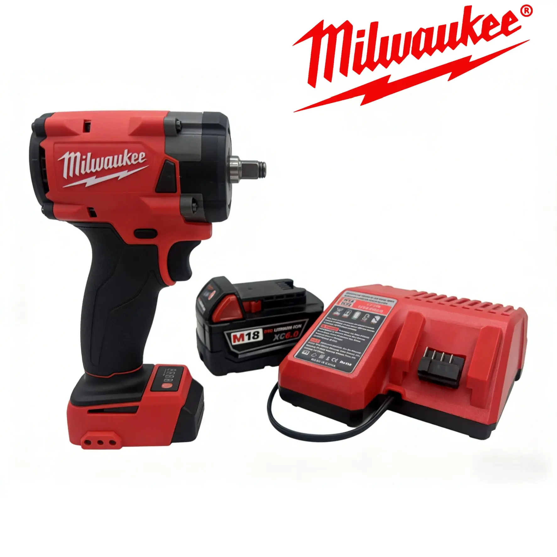 Milwaukee 3/8 inch Compact High Torque Brushless Cordless Impact Wrench (Power Tools) - Friction Ring Sleeve Fixing, Adjustable Speed Control, Steady Output for Precision Tasks, Auto Repair, Small Machinery Access, Batteries Included, Indoor Construction