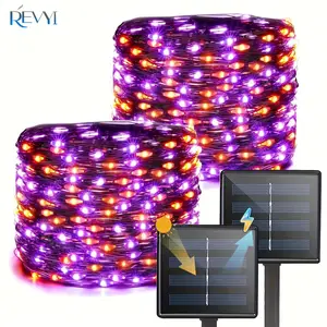 Solar Powered String Light, 46FT 120-LED Light, Outdoor Decoration Light, Creative Light, Outdoor Twinkle Orange Halloween String Light