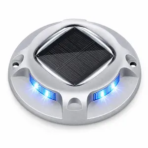 APZZLOXH Outdoor Solar Driveway Lights, Blue & Cool White 2-Color Modes Solar Deck Lights, Waterproof LED Pathway Marker Lights for Driveway, Dock, Sidewalk, Stairs, Garden & Yard, 4/6/8/12 Pack