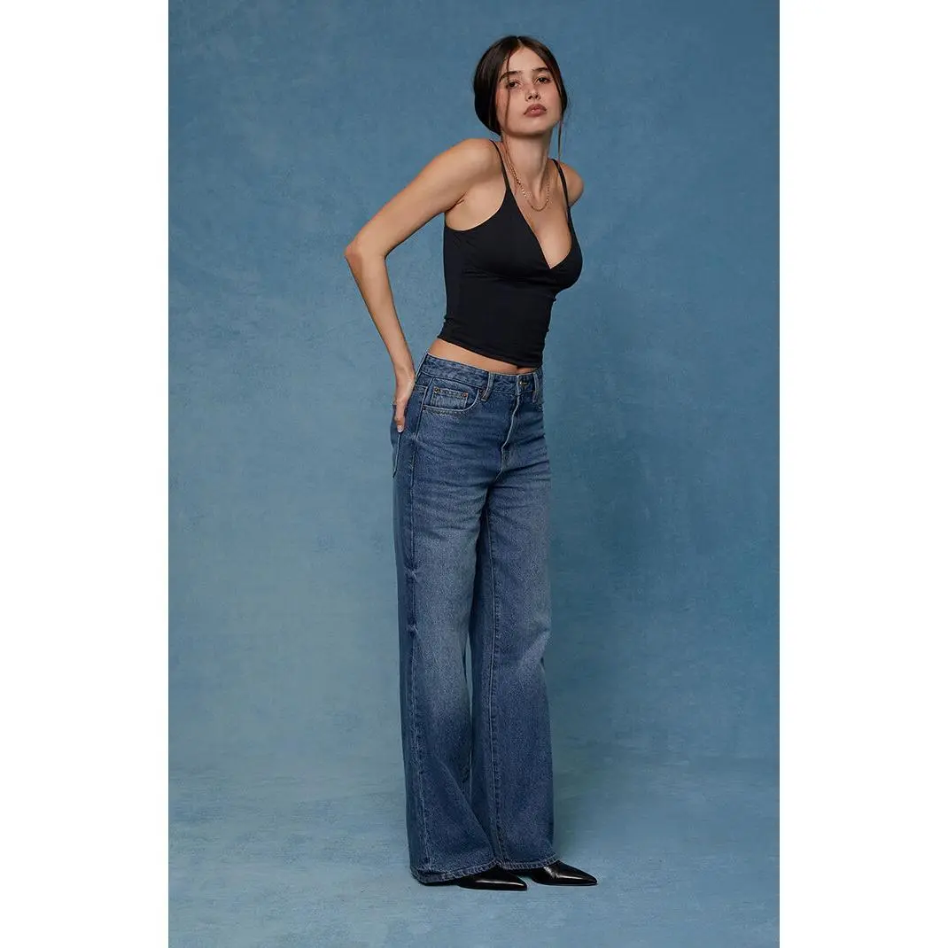 Pacsun Women's Madison High Waisted Girlfriend Jeans Medium Blue