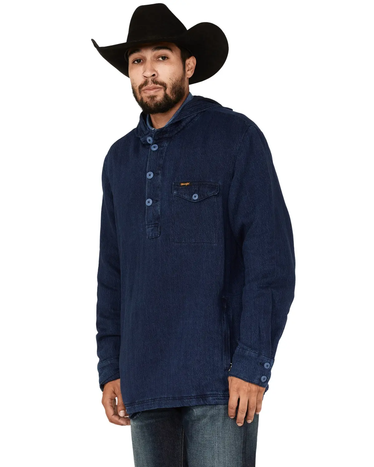 Wrangler Men's Men'S Solid Lightweight 1/4 Button Front Unlined Hooded - 112318497