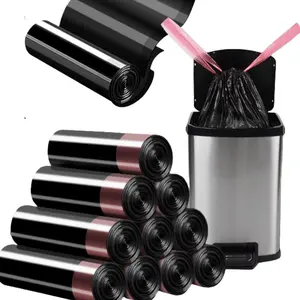 Drawstring Trash Bags, 4 Gallon Size, 50 Count, Heavy Duty Garbage Bags, Multipurpose Trash Liners for Home, Kitchen, Outdoor Use, Black