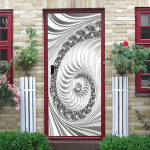 2pcs Stereo Relief Wall Sticker Modern Minimalist Abstract Art Spiral Line Door Sticker Self Adhesive Waterproof Removable Living Room BedroomDecorative Sticker Silver Metallic Texture Background Wall Dec