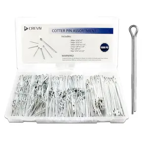 1000 Piece 6 Sizes Cotter Pin Assortment Kit Durable Corrosion-Resistant Split Pins with Case for Tractors Trailers Marine & Industrial Machinery Bulk Multi-Size Cotter Key Set