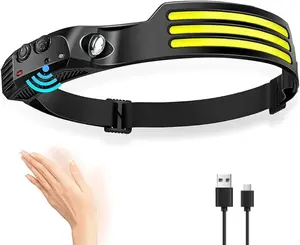 XTAUTO LED Rechargeable Headlamp, 230° Wide Beam Motion Sensor Waterproof Head Light Flashlight, Portable Headlamp for Adults Hiking Hard Hat Running Fishing Cycling Outdoor Working