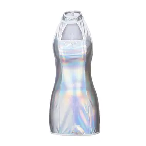 Austin Powers Goldmember Femme Fatale Silver Dress Cosplay Costume – 60s Mod Style Halloween Outfit for Women – Movie Accurate Spy Who Shagged Me