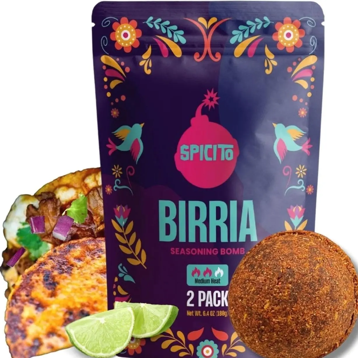 Birria Bombs Seasoning 2-Pack - Just Add Water & Meat for Easy Cooking, Authentic Mexican Spices. Ideal for Stove Top, Slow Cooker, Pressure Cooker