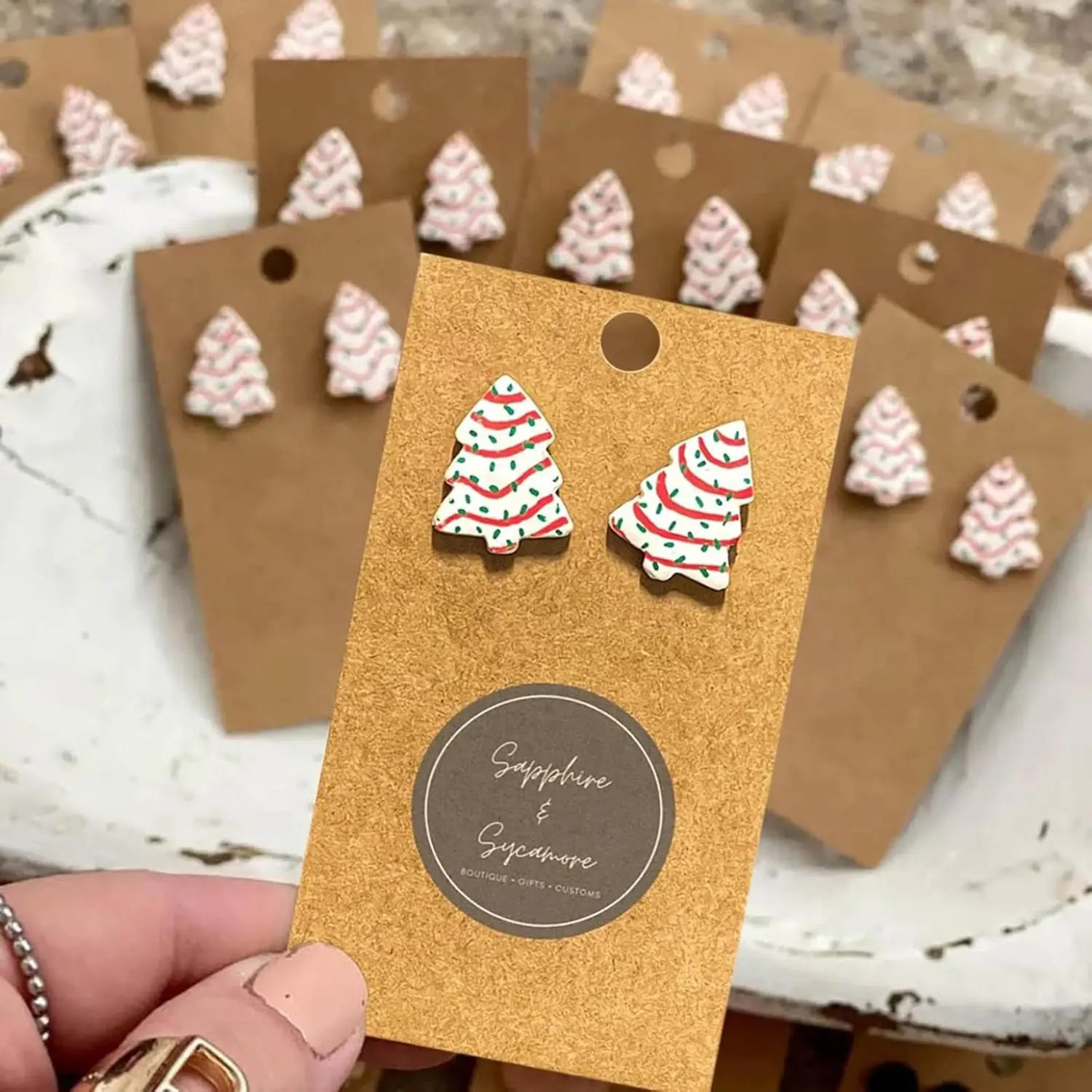 Cute AcrylicChristmas Earrings for Women |   Cute Christmas Tree Cake Shape Earring, Holiday Gifts for Women |   Christmas Decorations Clearance
