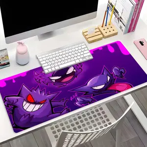Purple Gengar Ghost Anime Large Gaming Mouse Pad, Aesthetic Desktop Protective Mat, Non-Slip Rubber Base with Locked Edge, Washable Extended Desk Pad for Home Office Gaming, Perfect Gift for Anime Fans