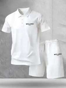 Men's "Milano Italy" Print Quick-Dry Polo & Shorts Set, Breathable Casual 2-Piece Tracksuit, Summer Outfit #MilanoSet #2PieceTracksuit #QuickDrySet #MensSummerOutfit #TikTokMadeMeBuyIt