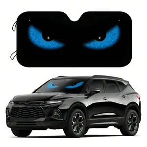 Car Sunshade with Cool Eye Design, Car Front Window Sunshade, Mesh Material Car Sunshade, Easy Installation Sunshade for All Models
