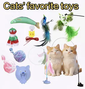 Cat Bird Toy  Interactive Cat Toy Set,  2 Upgraded Teaser Wands, 2 cat yarn ball toys, 5 Replaceable Bird Bell & Feather Toys, 1 Octopus Toy for Indoor Cats.Perfect for indoor cats to release energy through play and exercise