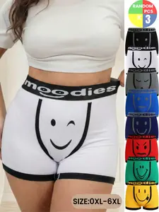 Random Color,PLUS SIZE Women's Seamless Comfortable Breathable Fit Briefs, Boxer, Panties, Plus Size Elastic Underwear, Casual Plain Design, All Seasons Wear, Womenswear, 0xl-6xl