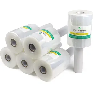 6  Industrial Clear Mini Stretch Wrap Roll with Handle, 5" x 1000Feet 80 Gauge for Heavy Duty, Durable Self-Adhering Plastic Wrap for ing, Moving