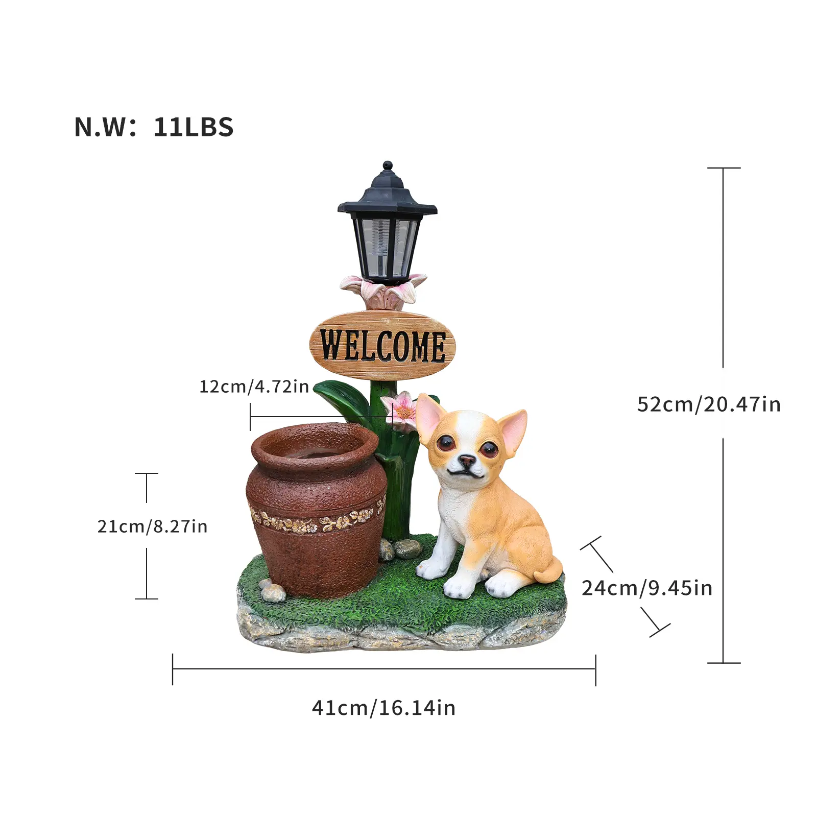 Sitting Corgi Dog Planter Outdoor Decor