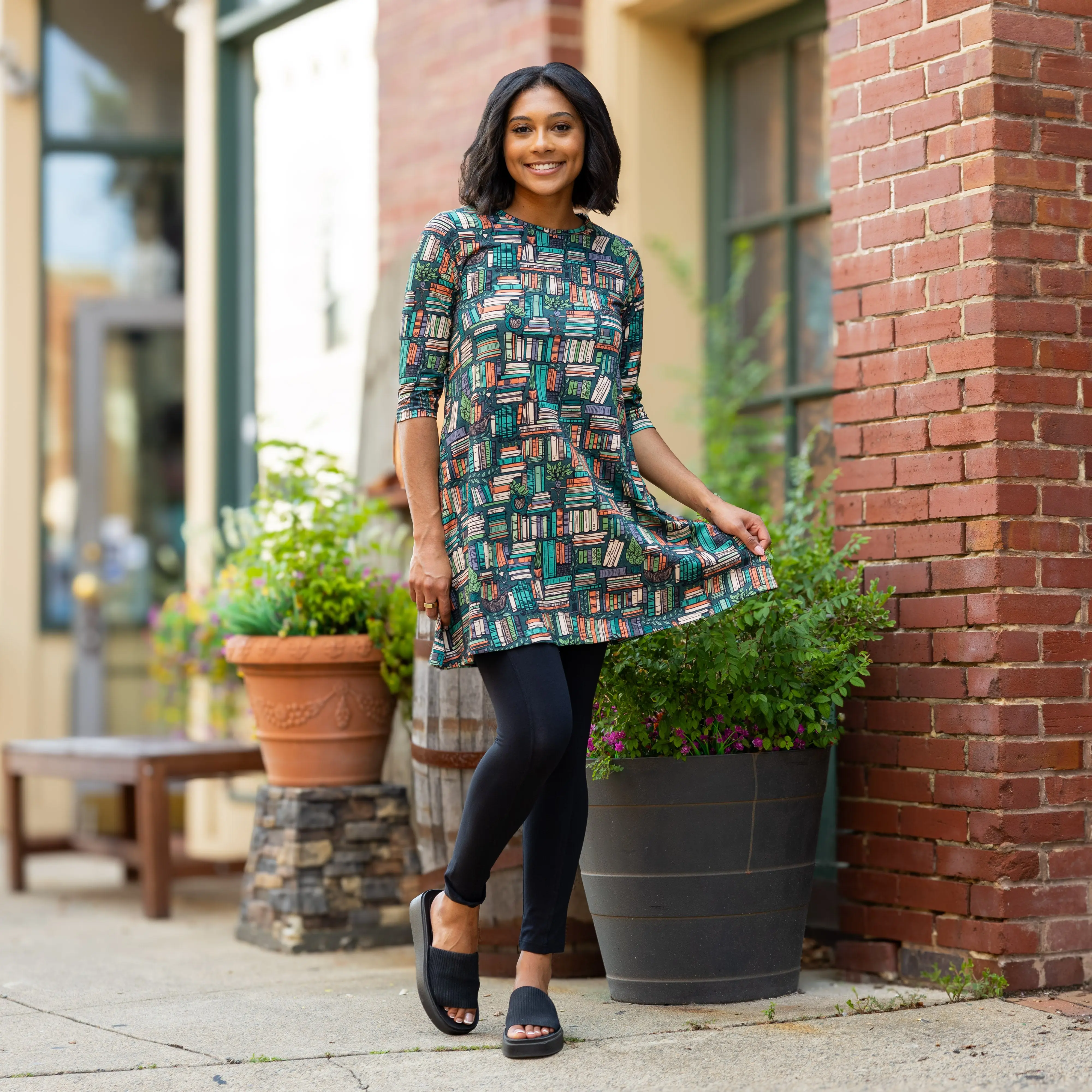 Botanical Library Long Tunic with Pockets