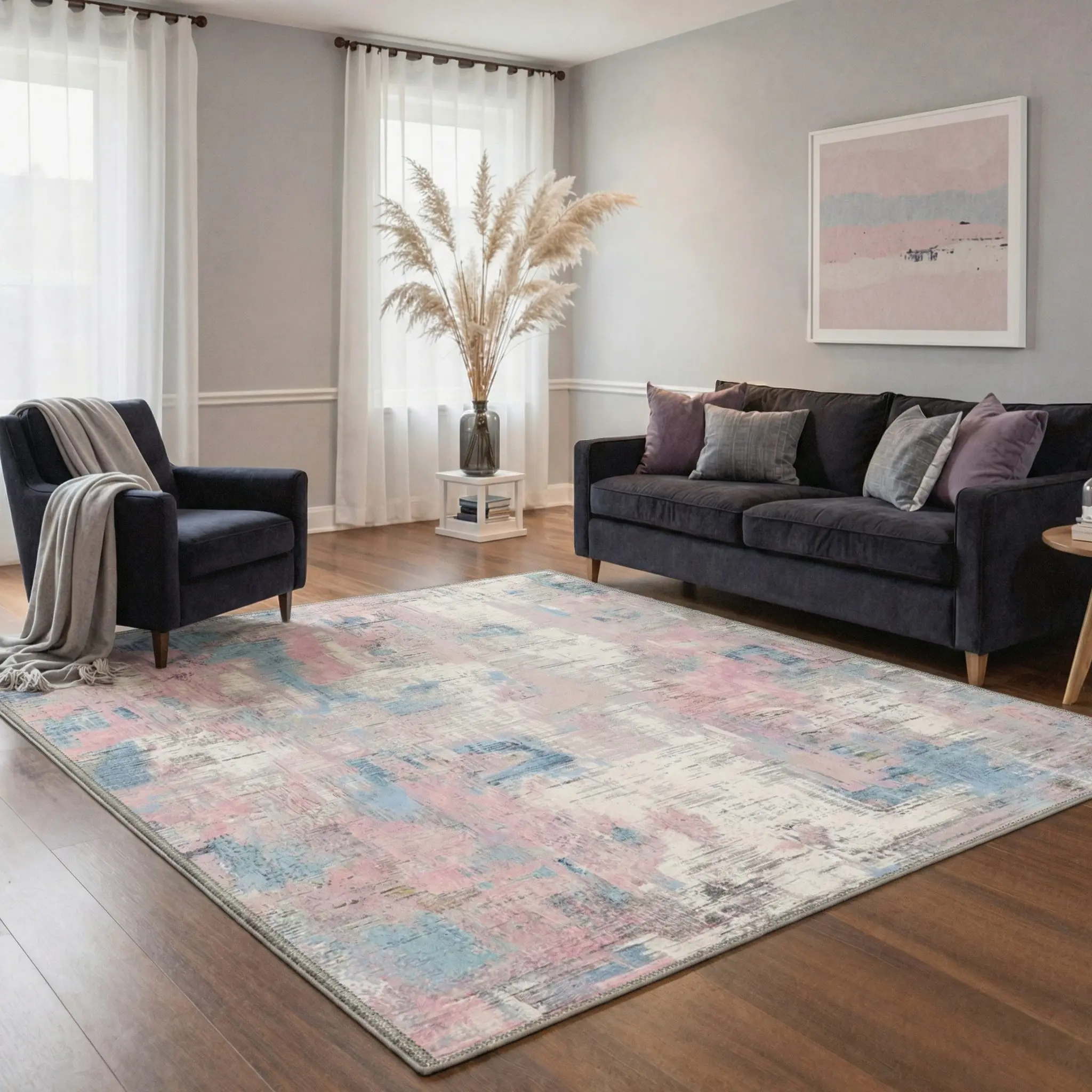 【Back To School】GENIMO Washable Area Rug Soft Non Slip Pet Friendly Floor Carpet for Living Room Bedroom Kitchen Hallway Home Decor Hallway Decor,ARA1593-ECHO