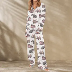 Moo Deng Baby Hippo Pajama Set for Women - Fun and Comfortable Sleepwear, Perfect for Relaxation and Lounging