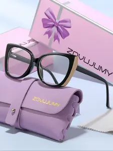 Women's Retro Cat Eye Glasses, Simple Design Frameless Mirror Legs, Daily Use & Study Accessory, Trendy Gift for Women