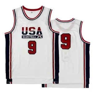 USA Basketball Jersey #9 Dream Team shorts Jersey Sewing embroidery Retro USA Basketball Uniform Breathable Mesh Basketball Shirt Classic American Basketball Apparel Men's Sports Jersey Basketball Game/Training Wear outdoor sports Fan Apparel